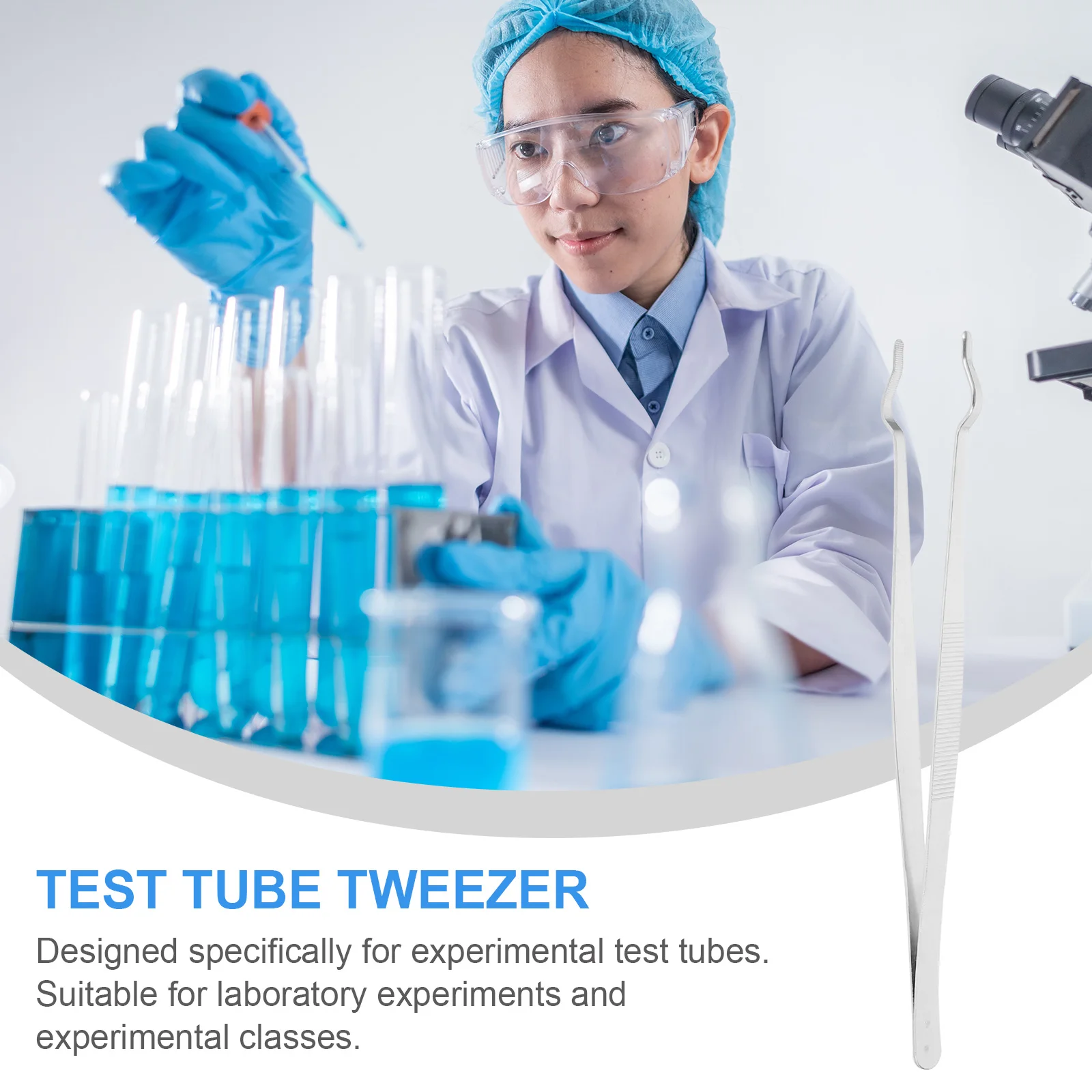 

Stainless Steel Lengthened Test Tube Tweezers Small Tongs Holder Lab for Tubes Grabber Clips Accessory