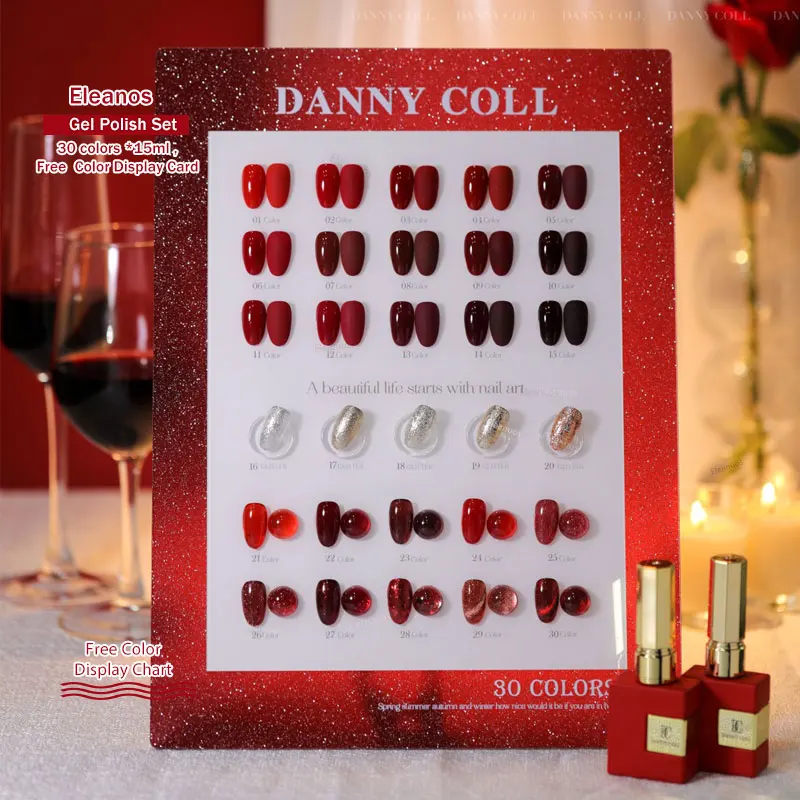 

Eleanos Новый 30 шт. * 15 мл Рождественский набор гель-лаков для ногтей Пьяный красный блестящий магнитный гель Новогодний полуперманентный УФ-гель с дисплеем