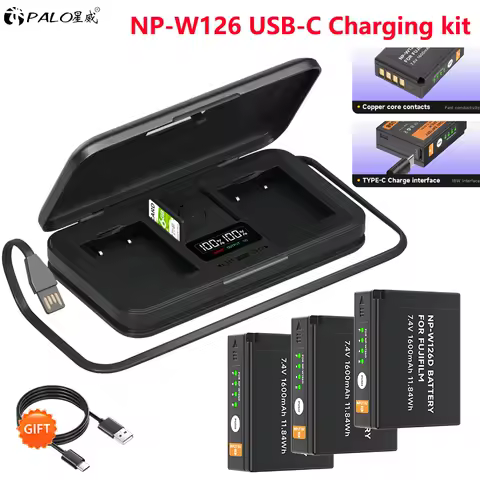 NP-W126 NP W126 NP W126S USB-C Battery+LCD Storage Case Charger for Fujifilm Fuji X-T20 X-Pro1 XPro1 X-T1 XT1 HS30EXR HS33EXR