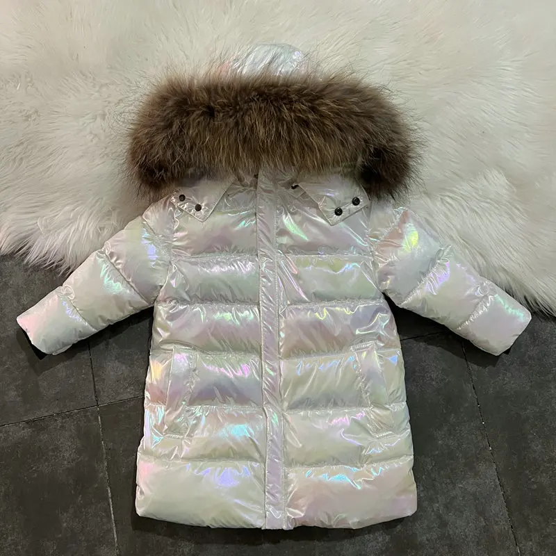 2024 Girl Winter Jacket Real Fur Waterproof Hooded Long Girl Winter Outerwear Coat 2-11 Years Teenage Boys Parka Snowwear