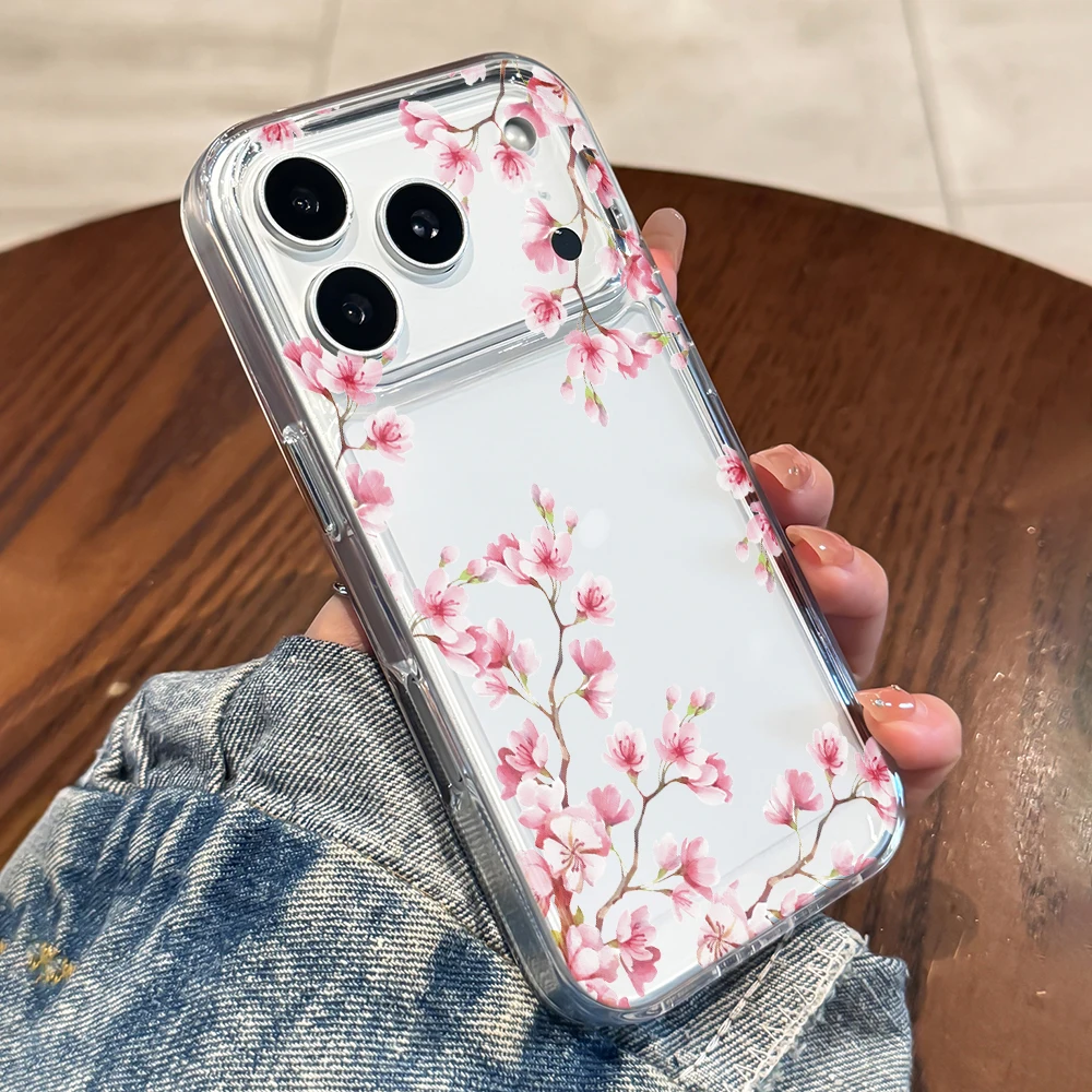 Watercolor Cherry Blossoms Clear Phone Case For Xiaomi Redmi Note 14 Pro 13 12 Note 11 10 Pro + 13C 5G 4G Soft Shockproof Cover view 5