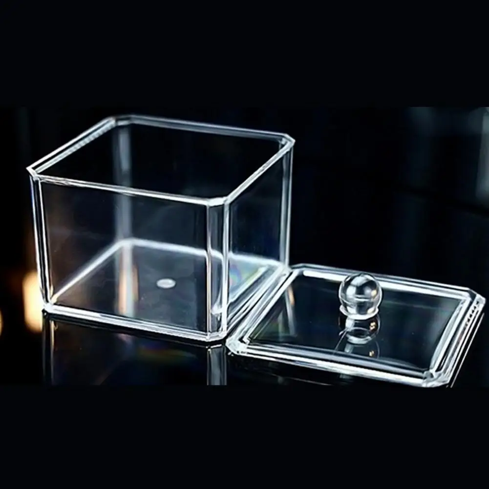 1Pc Stackable Bathroom Storage Box Portable Acrylic Storage Box with Lid Multifunctional Makeup Remover Cotton Swab Organizer