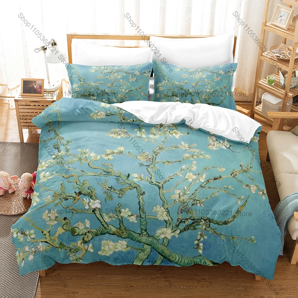 Art Style Bedding Set 3Pcs Van Gogh Classic Works Design Modern Elegant Bedroom Ornament