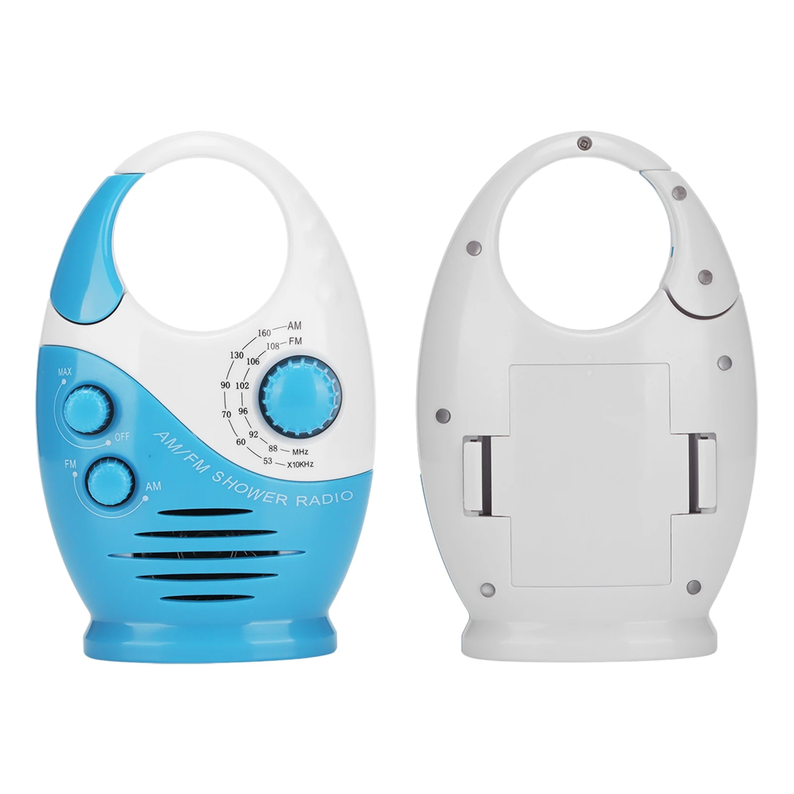 AM FM Portable Radio Portable Hook Type Waterproof Broadcast Music Shower Speaker Radio Blue