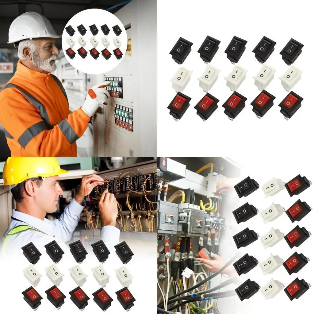 

R9UF 15PCS Boats Toggle Switches 2 Pin Power Control Iron Plastic Housing for Industrial