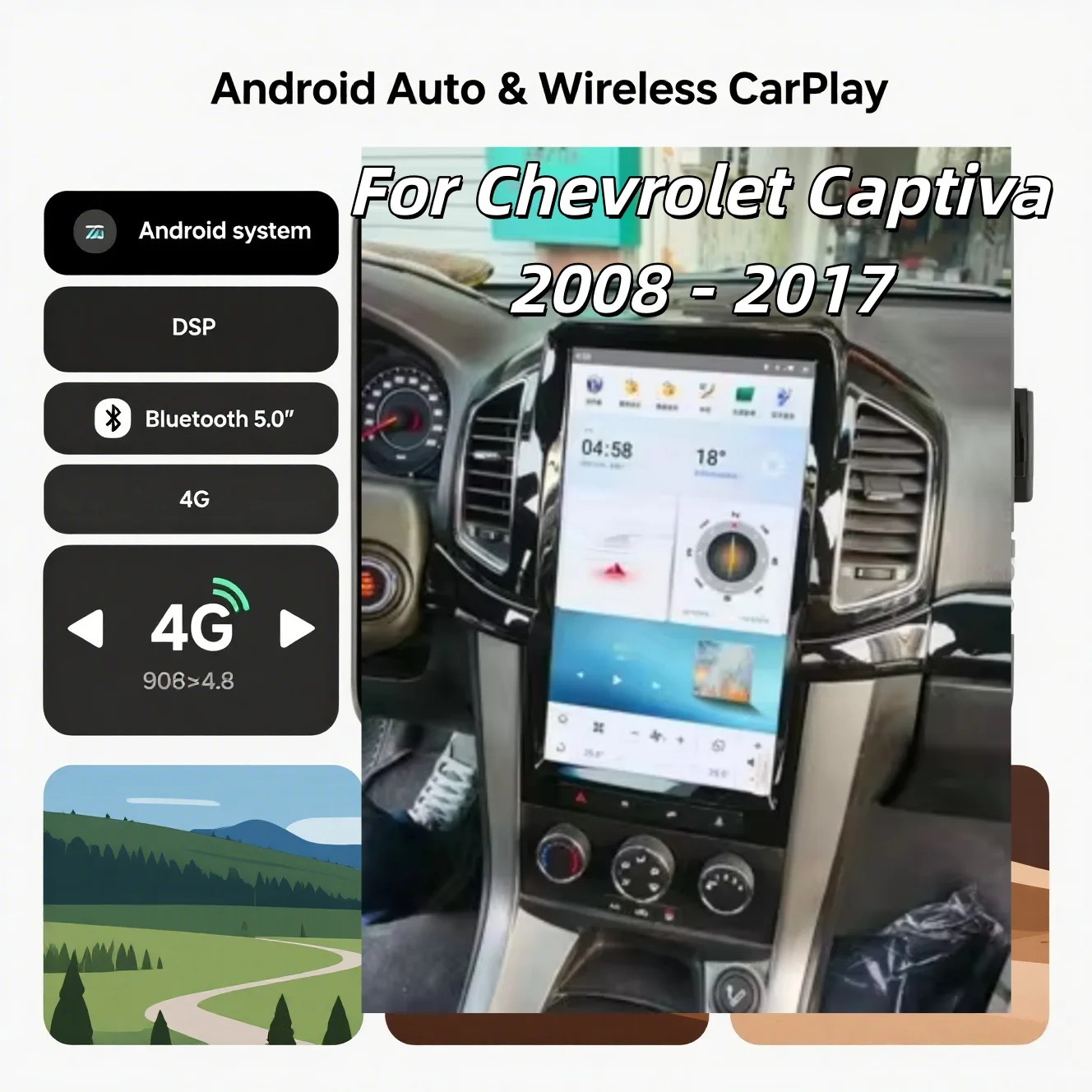 13.6" Touch Screen Car Radio Auto GPS For Chevrolet Captiva 2008 - 2017 Carplay Android 13 Car Multimedia Video Player Head Unit