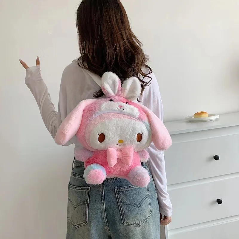 Mochila Feminina Sanrio, Estrela Cinnamoroll, Melodia Rosa, Boneca Decorativa, Kawaii Bonita, Bolsa de Ombro 33cm, 2024