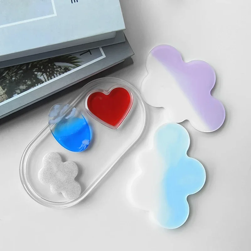 

3pcs Silicone Crystal Resin Mold Cloud Heart Oval Rectangle Coaster Tray Plaster Mold for DIY Resin Crafts Decoration Supplies