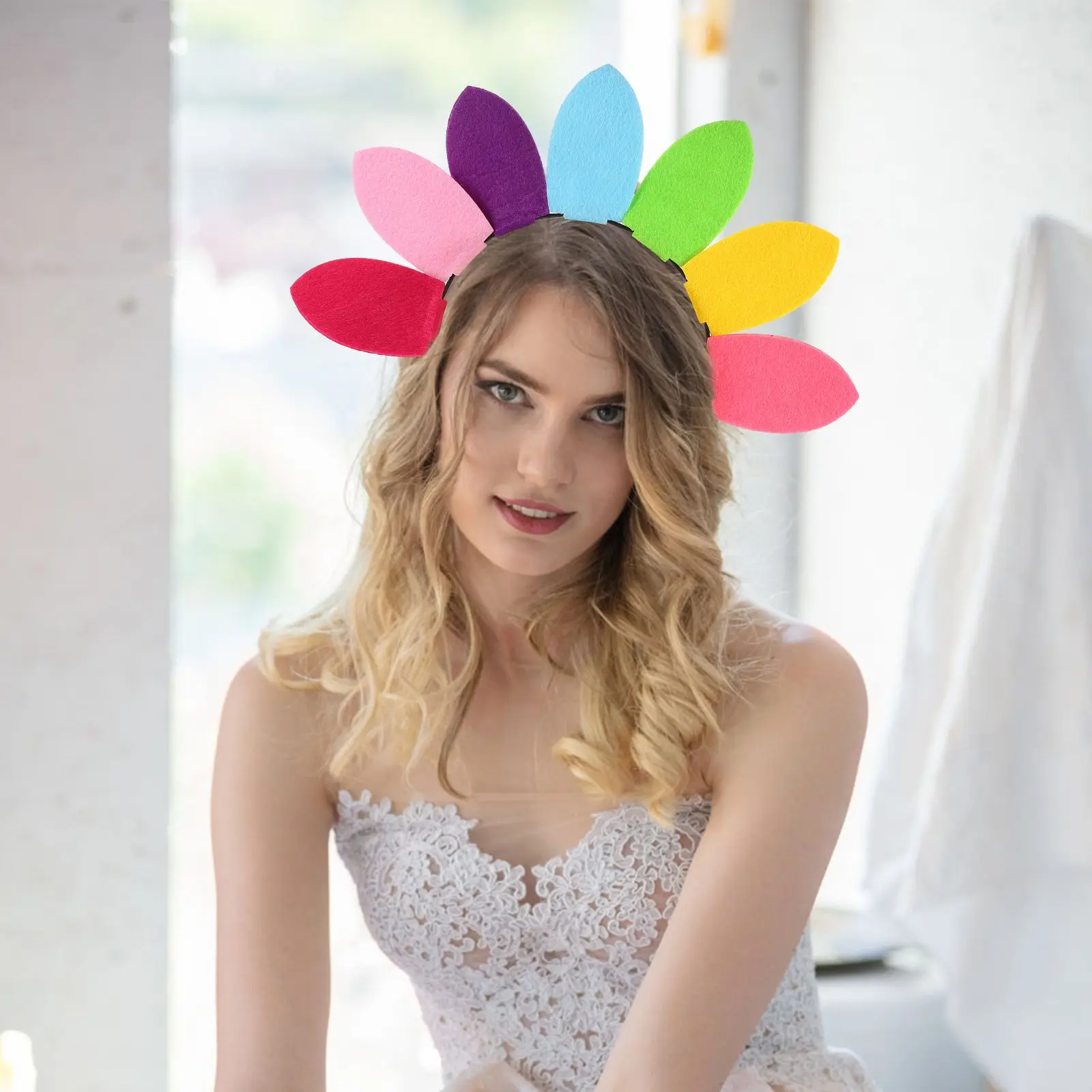 

1pc Sun Flower Headband Decor Floral Headbands Sunflower Headpiece Hair Hairband Petal Festival Diy Party Decor