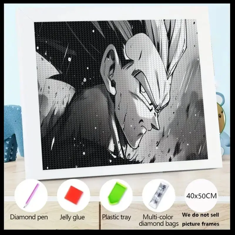 

1 шт. 5D DIY полный дрель набор для алмазной живописи, аниме Dragon Ball Z Vegeta Grayscale Art Алмазная вышивка, хрустальные стразы Cros