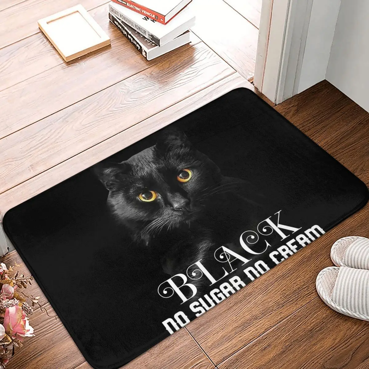 Black Cat No Sugar No Cream Non-slip Doormat Floor Mat Durable Carpet Rug for Kitchen Entrance Home Balcony Footpad Mats