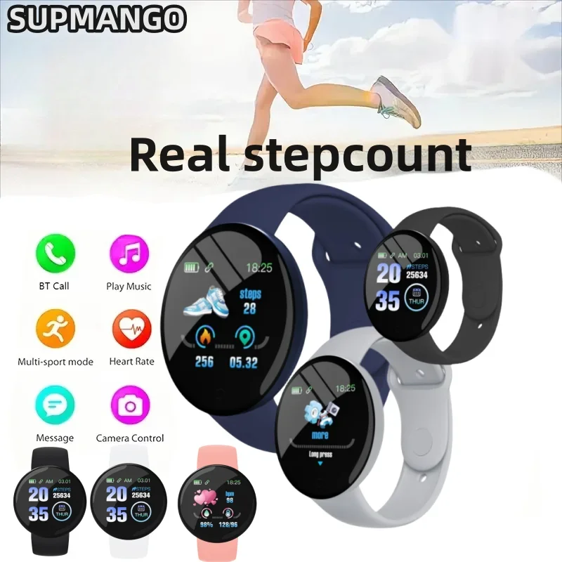 D18 Real stepcount Smart Watch Multi Function  Step Connected Smart Watch For Men And Women Suitable For And Android