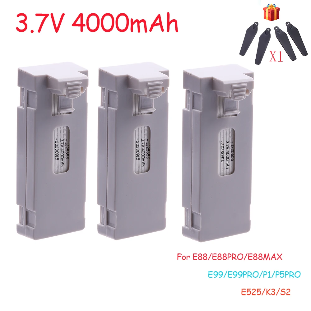 3.7V 4000Mah RC Drone Batterie Accessoire Pour E88 E88PRO Ls-E525 EfruitPRO K3 lterian Mini UAbility Drone Batterie Spéciale 4000mAh Rc Pièces