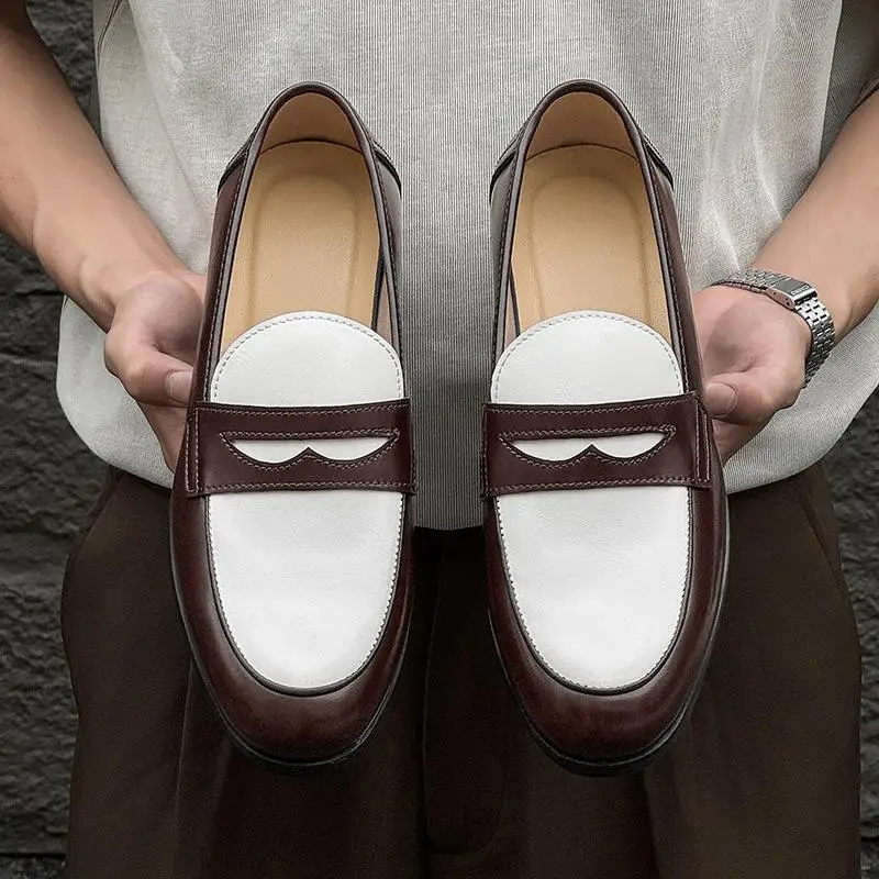 

Briti Sle Men's Slip-On Loers Soft Bot Driving oes Casual Faionable round Toe Rubber Outsole Leather Upaded Ve...