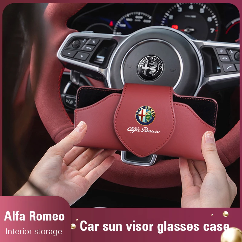 Car Glasses Storage Box Sun Visor Hanging Organizing Bag For Alfa Romeo Giulietta Mito 159 Giulia Stelvio 156 147 Tonale Brera