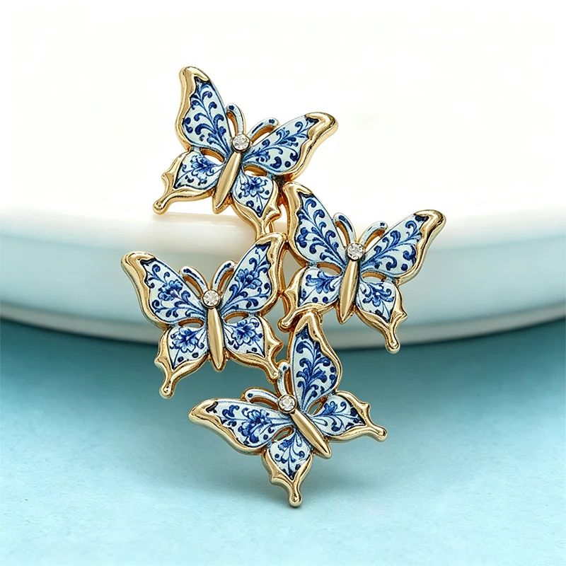 Blue And White Butterfly Brooches For Women Unisex Lovely A Group Of Butterflies Insects Party Casual Brooch Pin Gifts