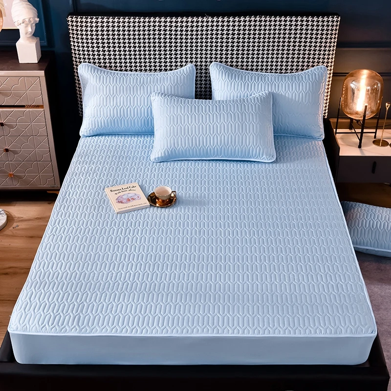 Thick Quilted Mattress Cover, Fitted Bed Sheet, Anti-Bacteria Mattress Topper, Air-Permeable Bed Pad, Queen and King