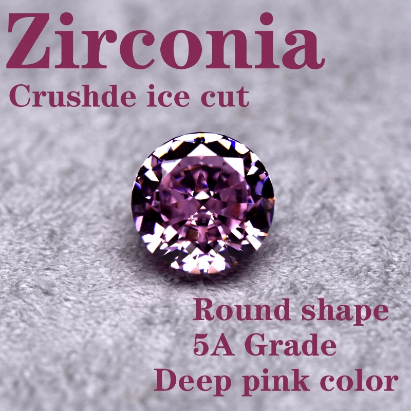 Synthetischer Edelstein Top Crushed Ice Cut Kubischer Zirkonia Runde Form Rosa Farbe 4K Schliff 5A+ Qualität für Schmuckherstellung – Detail 1