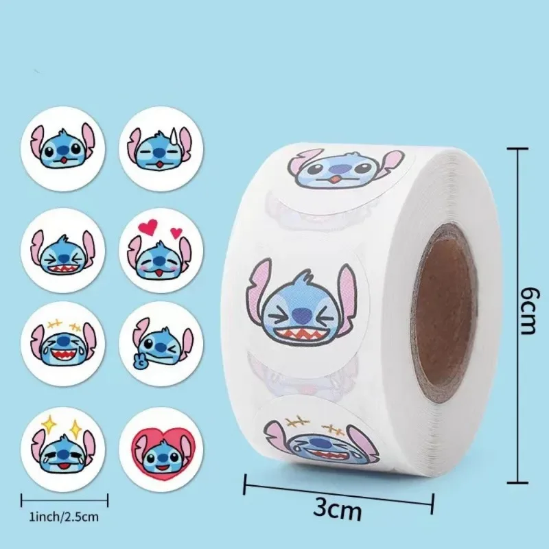 500pcs Disney Stitch Diy Stickers Anime Kawaii Seal Label Decorative Cartoon Kids Party Candy Stickers Rolls Stickers Toys Gifts