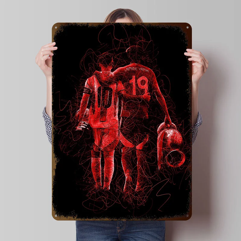 Lamine Yamal Tinplate Poster Customized Wall Art Vintage Metal Signs Retro Tin Plaque for Gaming Decoration Room Office Decor