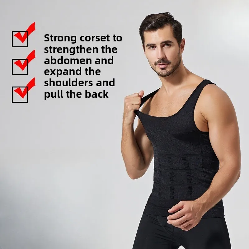 

Men's Vest Shapewear Summer Sports Fitness Corset Casual Bottoming Underwear Polyester