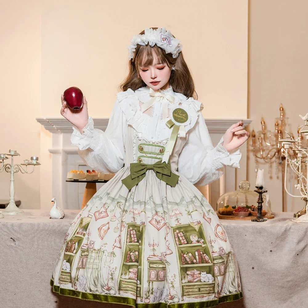 Coalfell Oil Painting Style Retro Chest Support Jsk Original Japanese Style Fresh College Style Lolita Dress