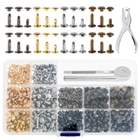 360Pcs Metal Double Cap Rivets Set Round Rivet for DIY Leather Craft Bag Belt Clothing Garment Shoes Pet Collar Fixing Tools