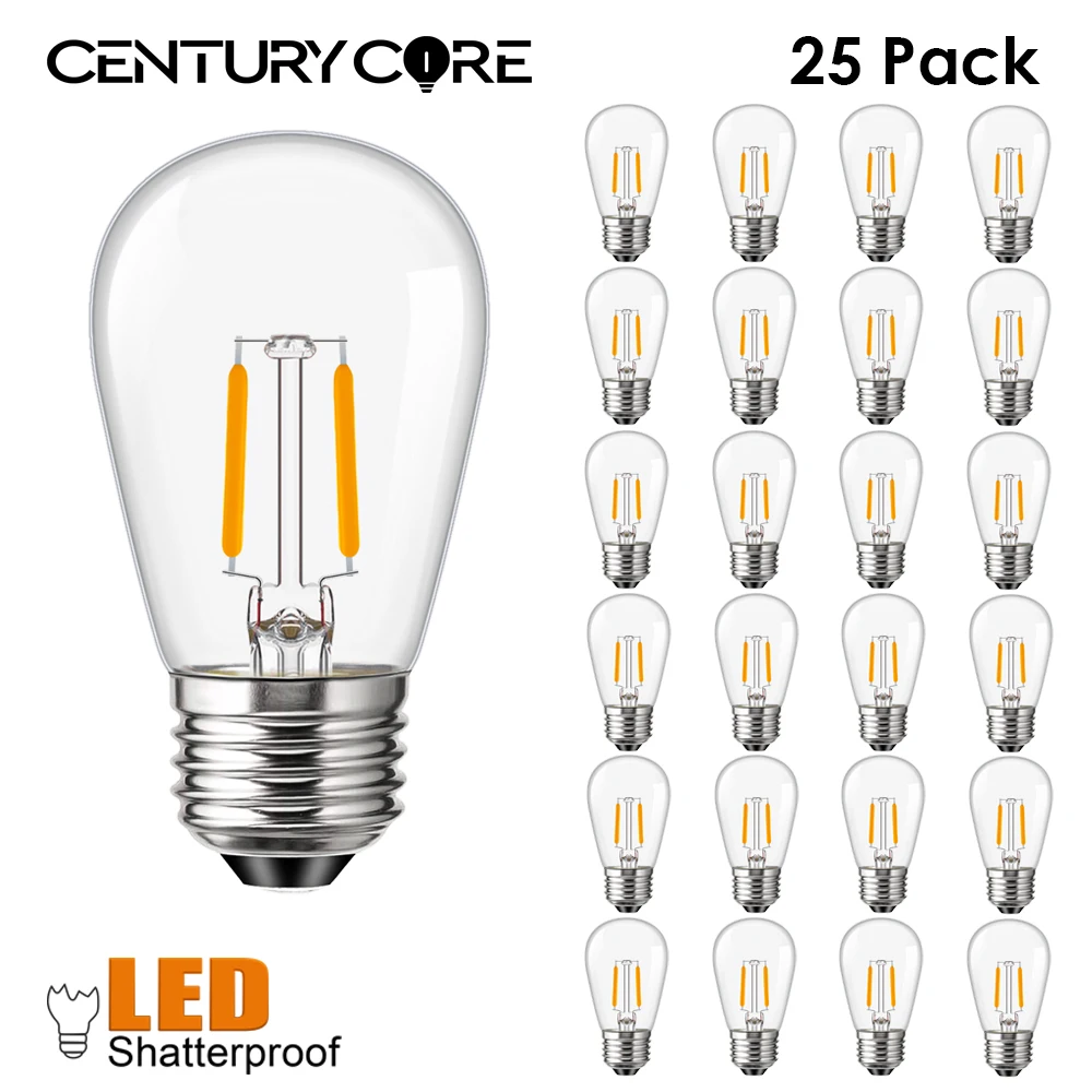 Shatterproof S14 Light Bulb 220V 110V 2W Dimmable Warm White Plastic Filament Light Bulbs For String Light Garden Outdoor Decor