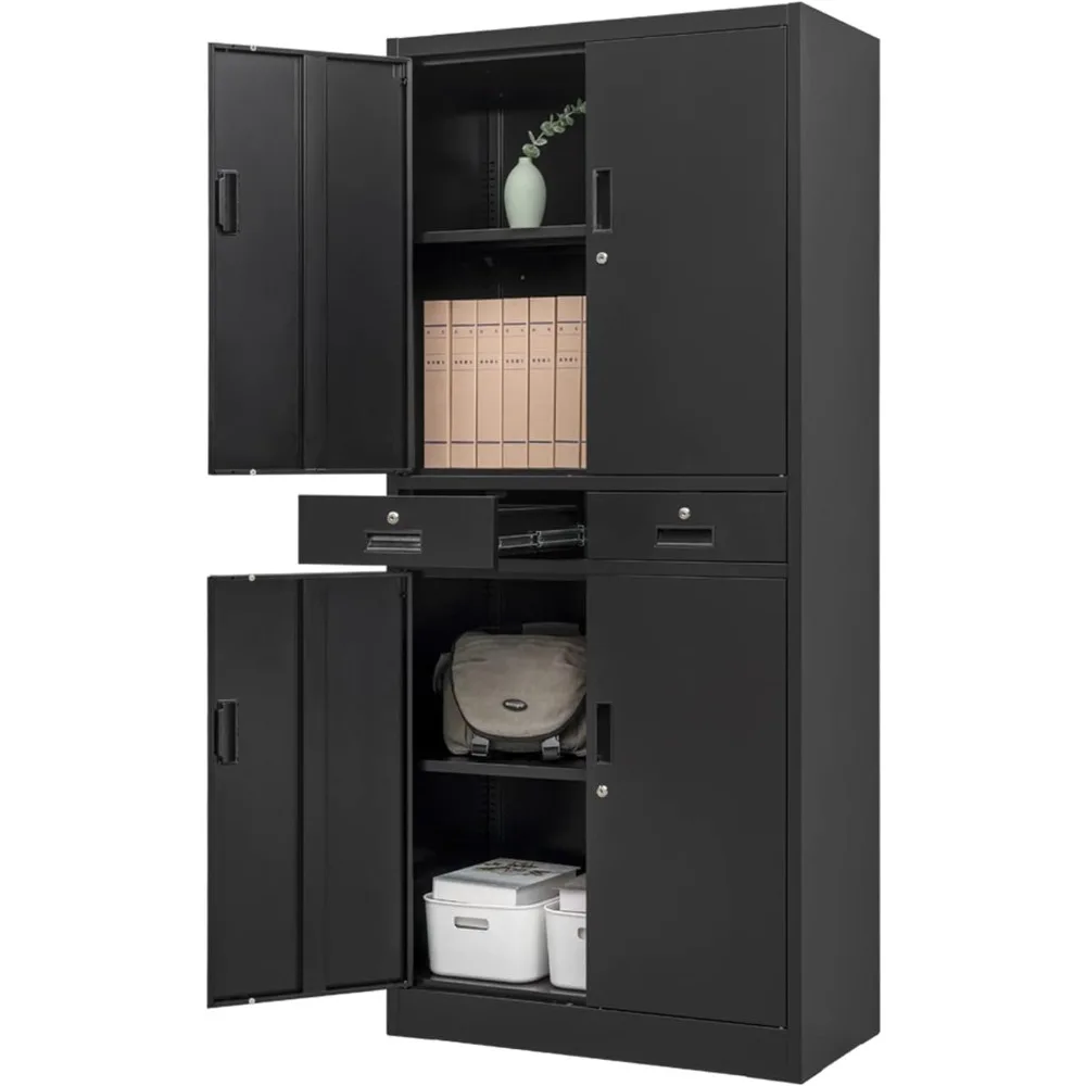 

Metal File Storage Cabinet, with 2 Lockable Drawers, 71 "H Lockable Steel Filing Cabinet with Adjustable Shelf