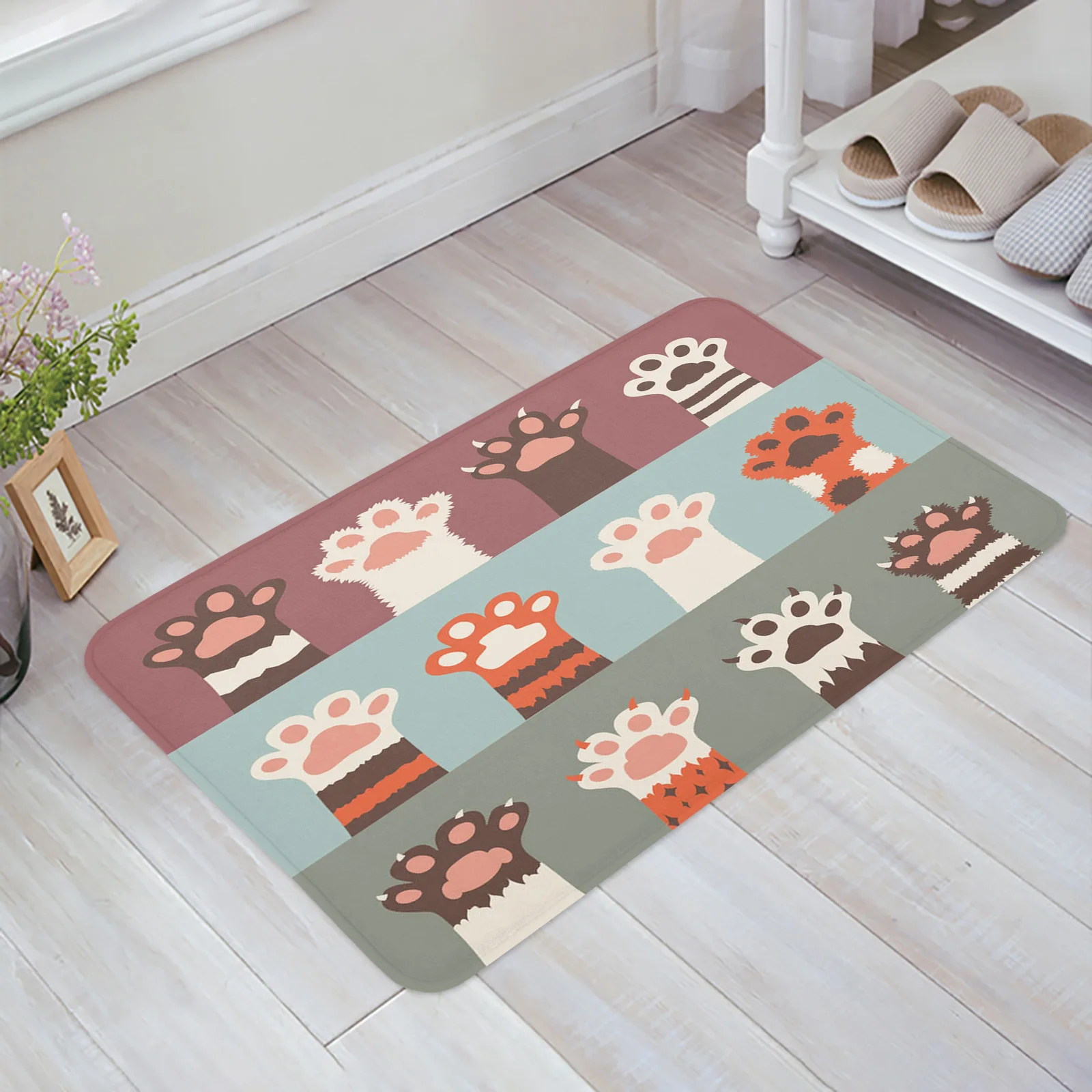 

Cat Paw Animal Cartoon Entrance Doormat Non-slip Kitchen Mat Carpet Living Room Welcome Home Hallway Rugs Bathroom Door Mats