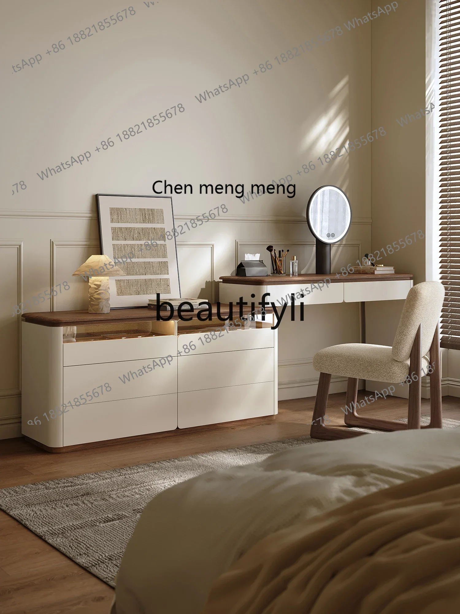 

Premium dresser storage cabinet integrated bedroom end of bed retractable storage dressing table2936