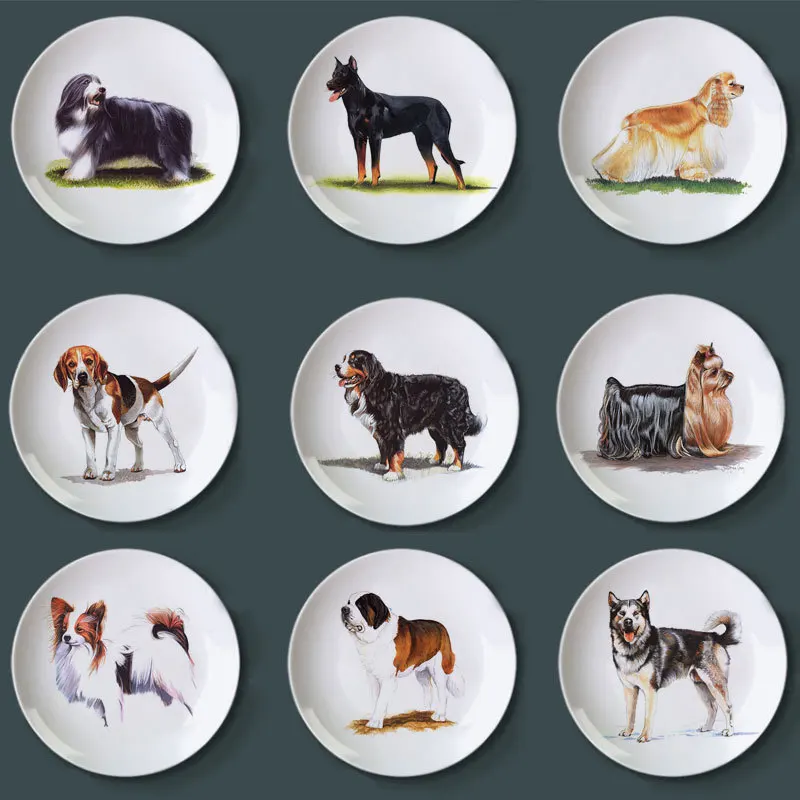 Decorative Plates for Different Dog Breeds Golden Retriever Chihuahua Shepherd Dog Great Dane Dish for Home Decor Customizable