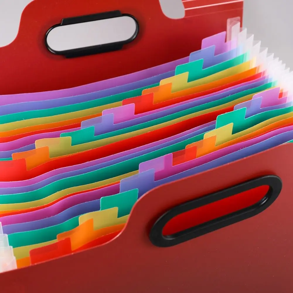 13/25 Pocket Accordion File Organizer Colorful Inner Portable Handle A4 Document Bag Waterproof Thickened Expanded File Folders