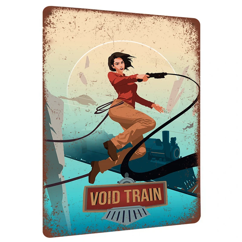 Retro Sci-Fi Void Train Metal Wall Art Game Peripheral Decorative Iron Painting Craft Gift