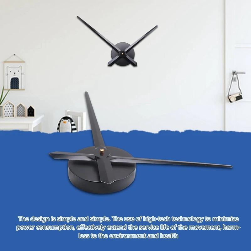 เข็มนาฬิกา 3 มิติ, ชุดกลไกนาฬิกาขนาดใหญ่ DIY, อะไหล่ตกแต่งผนัง, สีดำ-A09G