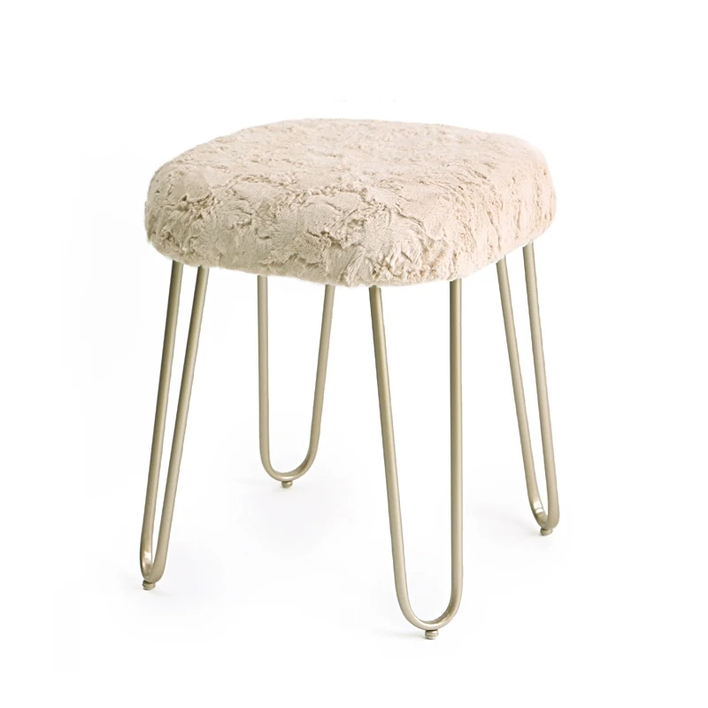 

Cream wind makeup stool fashionable American modern simple bedroom wrought iron ins light luxury dressing stool