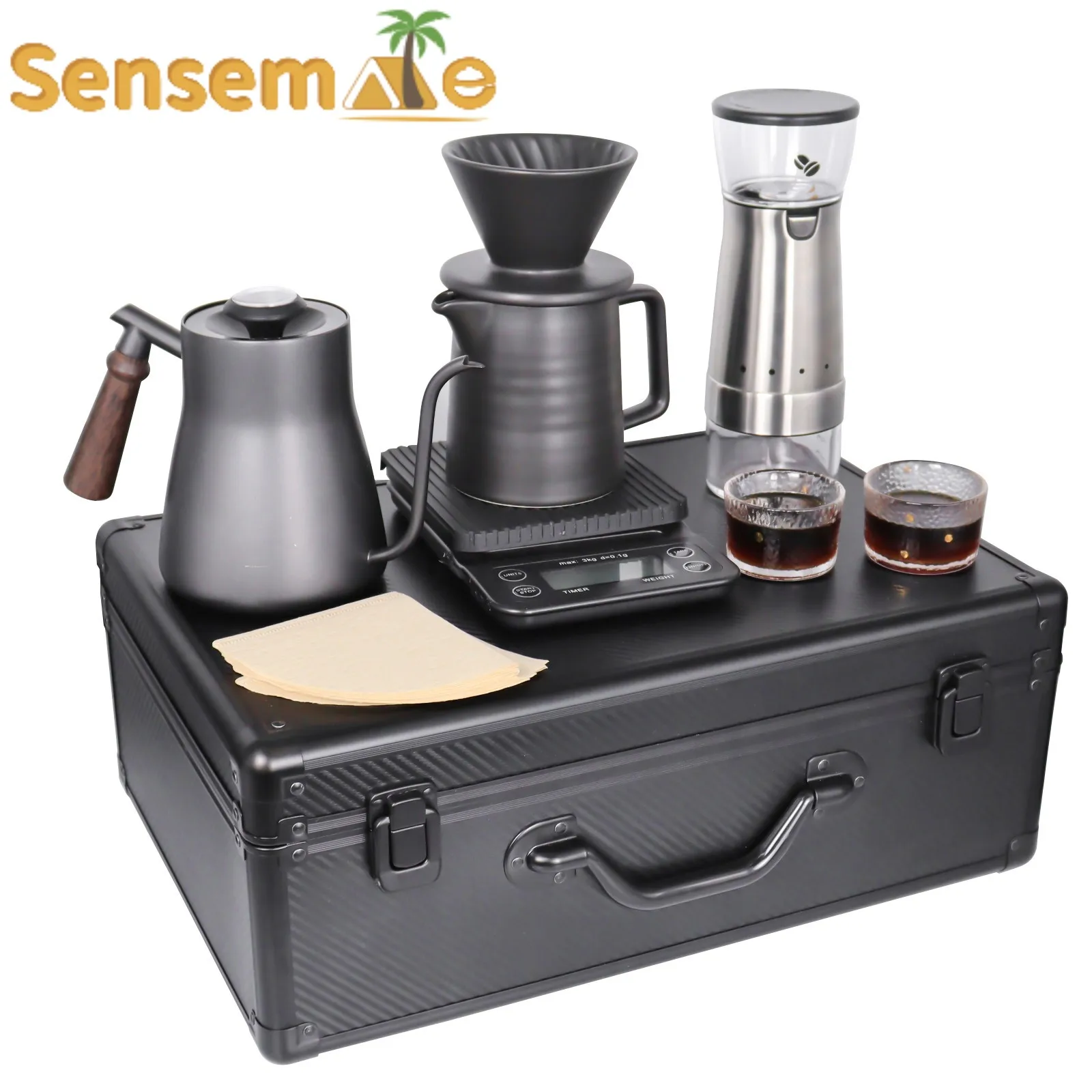 SENSEMAKE Hot selling Pour Over Coffee  Kit Bundle Set  with Box for Outdoor 850ML