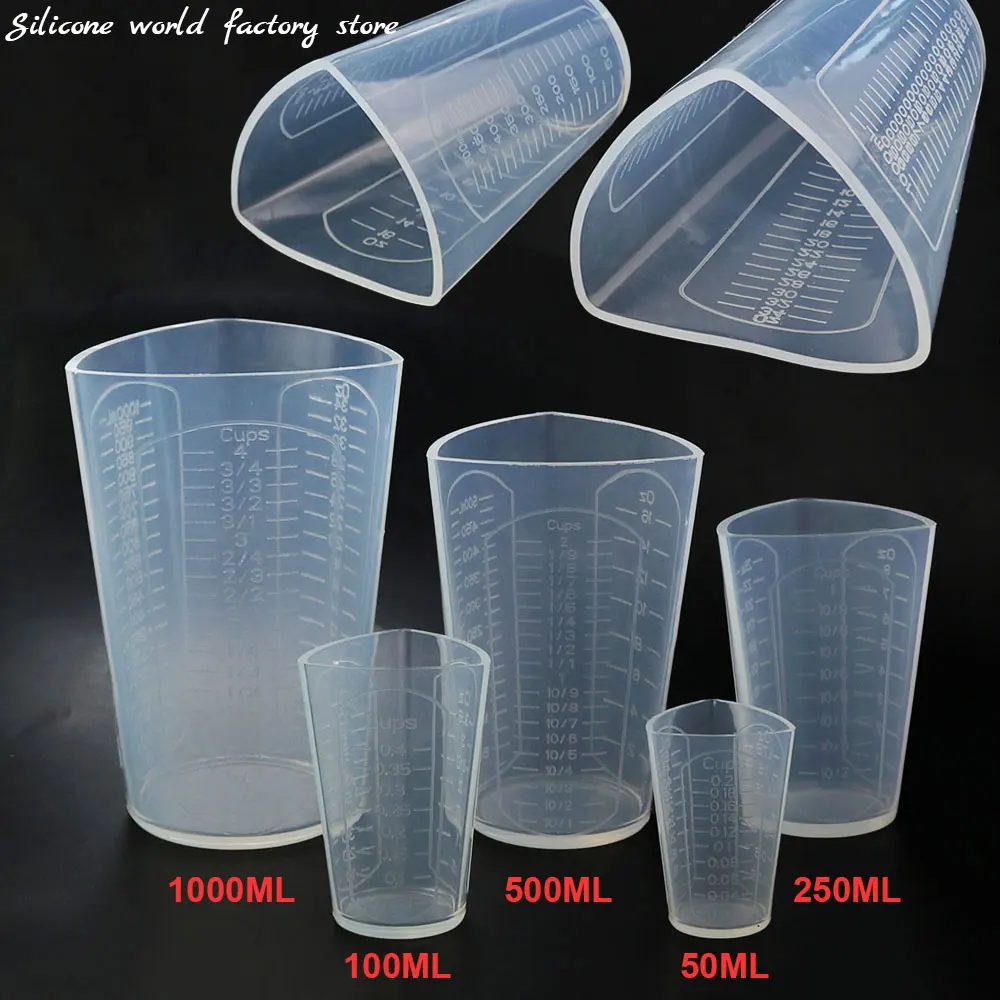 

50ML-1000ML Silicone Triangle Graduated Measuring Cup Liquid Container Epoxy Resin Making Tools Accessories Silicone Molds