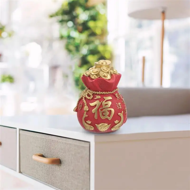 Chinese Spring Festival Decoration Resin Craft Money Bank Lucky Bag Piggy Bank Money Saving Box Lucky Bag Piggy Bank Ornaments