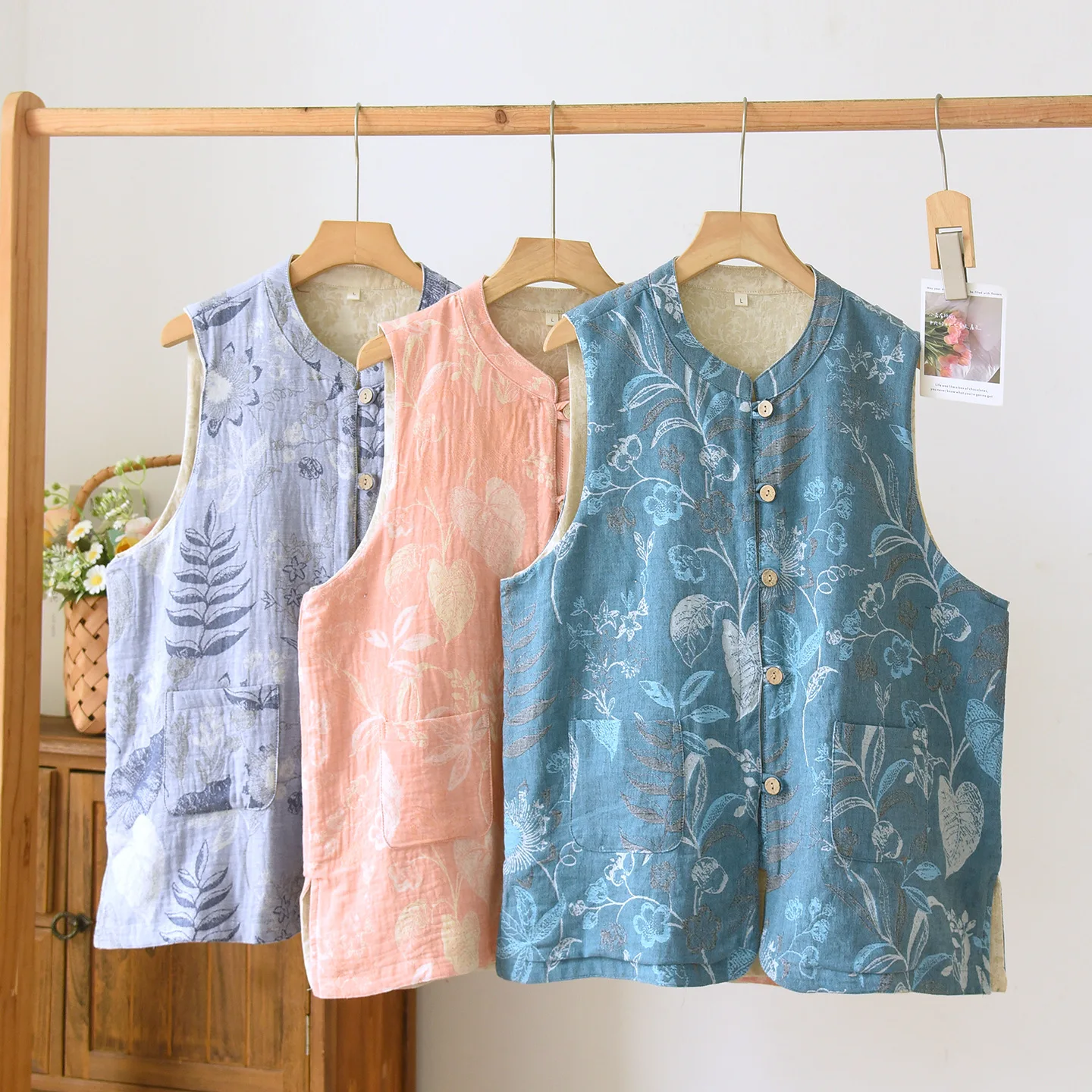 

Двусторонний женский жилет, который можно носить на улице, окрашенный в стиле ретро, хлопковое белье, домашняя одежда в китайском стиле, топ без рукавов