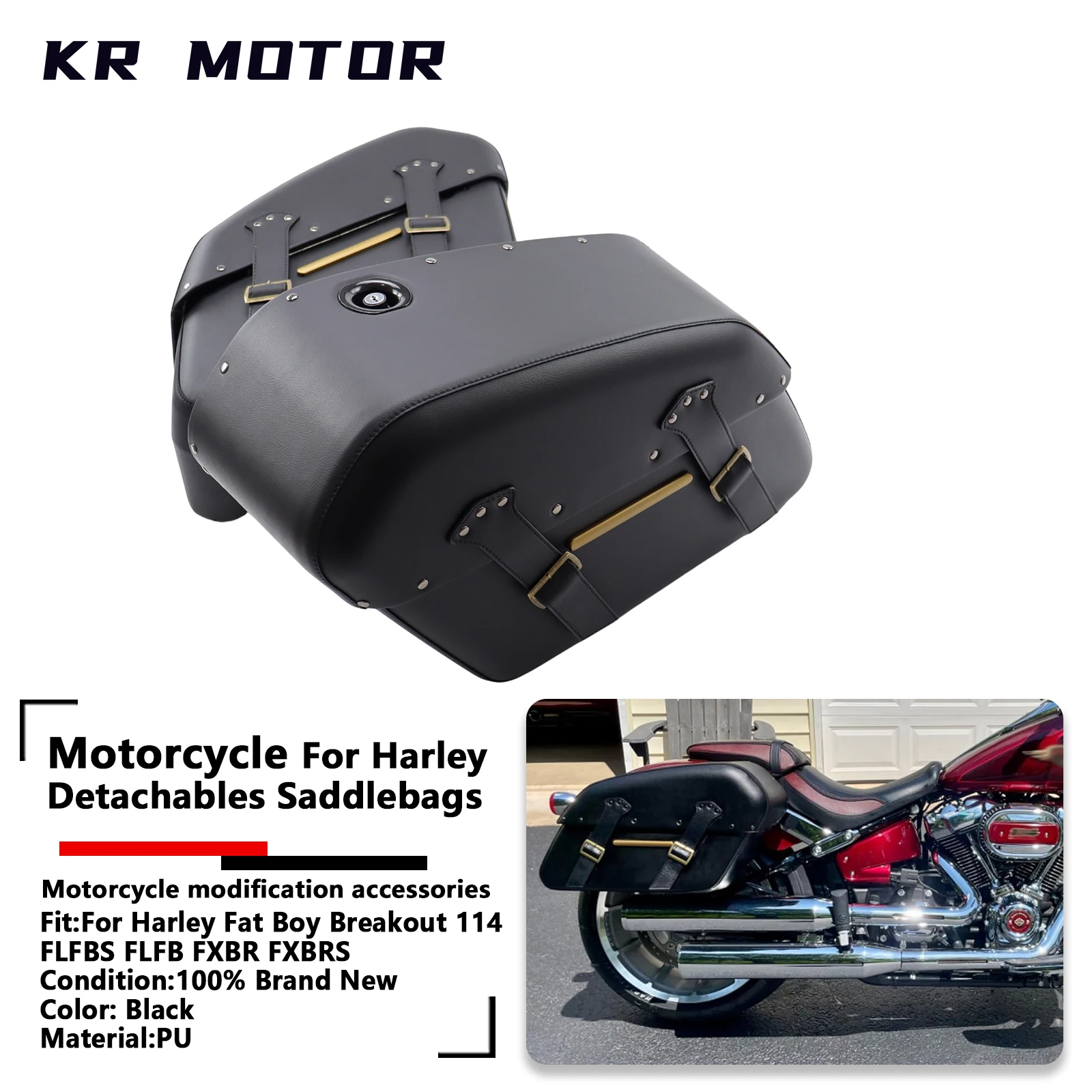 

Fits For Harley Fat Boy Breakout 114 FLFBS FLFB FXBR FXBRS 2018-2024 Motorcycle Detachables Saddlebags High-Capacity Side Box