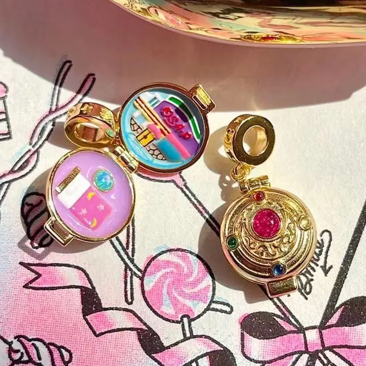 

925 Sterling Silver Anime Sailor Moon Polly Pocket Charm Bead For Pandora Bracelet European Jewelry Sailor Fans Collection Gift