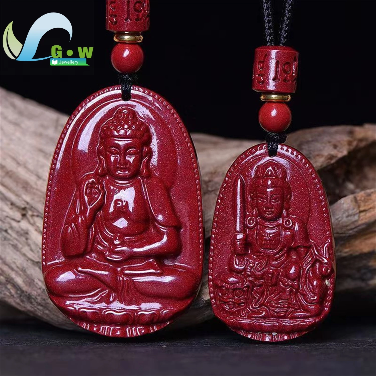 

Natural Cinnabar Guardian Buddha Pendant Chinese Zodiac Protection Amulet for Unisex Birth Year Engraved Spiritual Jewelry Gift