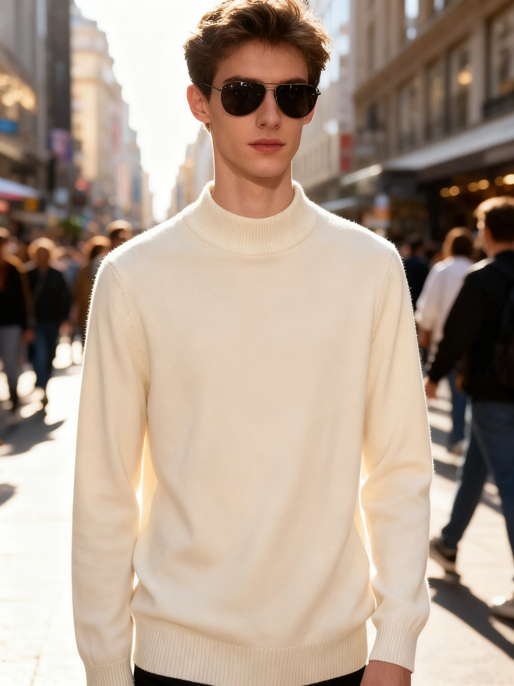 

WOBDAEL Mens Fashion Pullovers Wool Sweater Autumn Winter Half Turtleneck Knitted Sweaters Casual Long Sleeved Mens Clothing