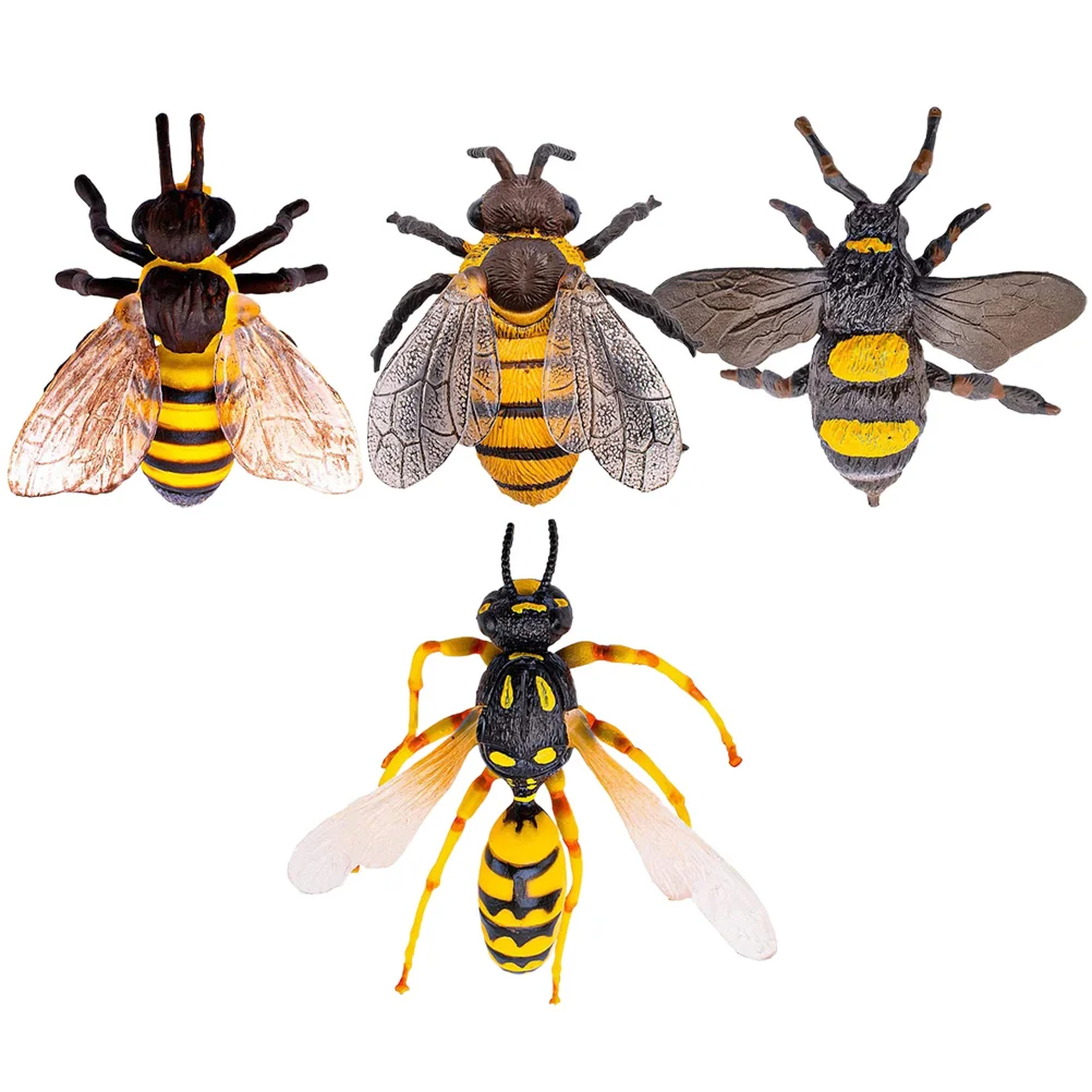 

4 Pcs Kids Toys Simulated Bee Ornaments Realistic Figurines Lifelike Animal Home Decor Statues Child