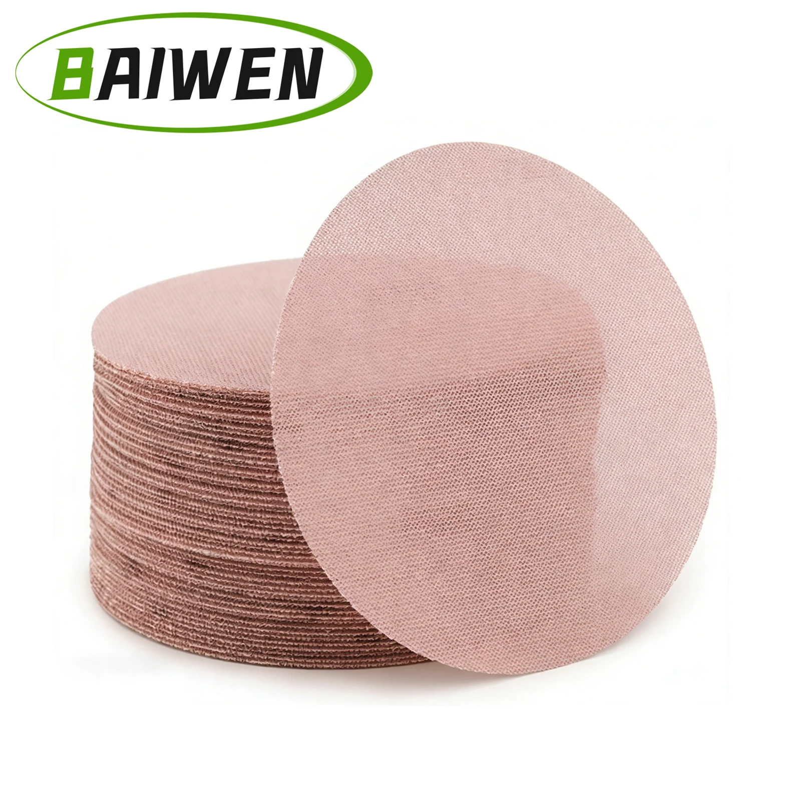 

100 шт. 5-дюймовых абразивных сетчатых шлифовальных дисков с зернистостью 80-400, на липучке, без пыли, для дерева, мебели, пола