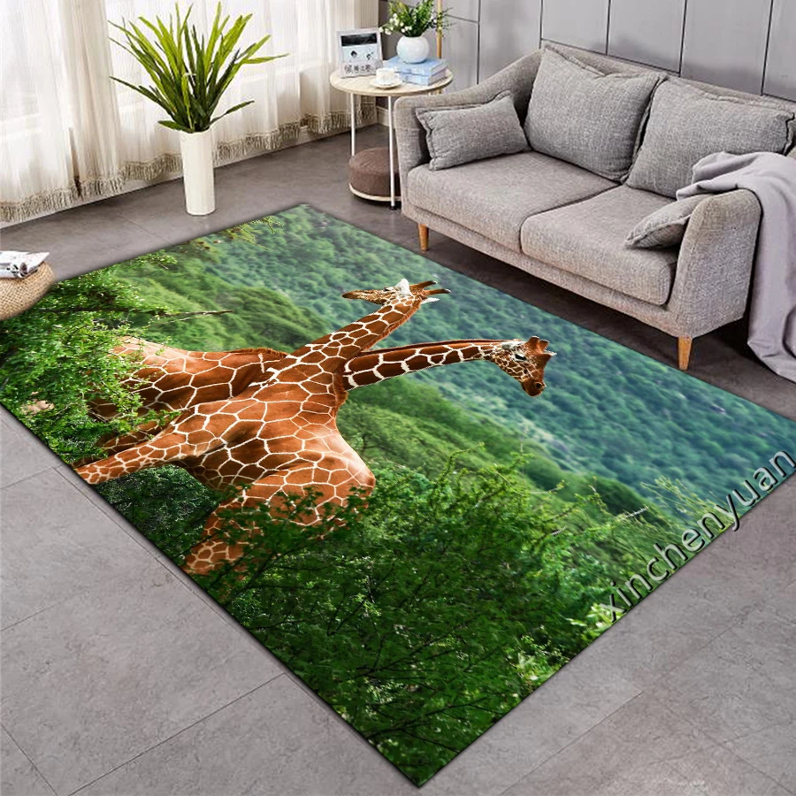 phechion Animal Giraffe 3D Print Carpet Square Anti-Skid Area Floor Mat Rug Non-slip Mat Dining Room Living Room Bedroom S107