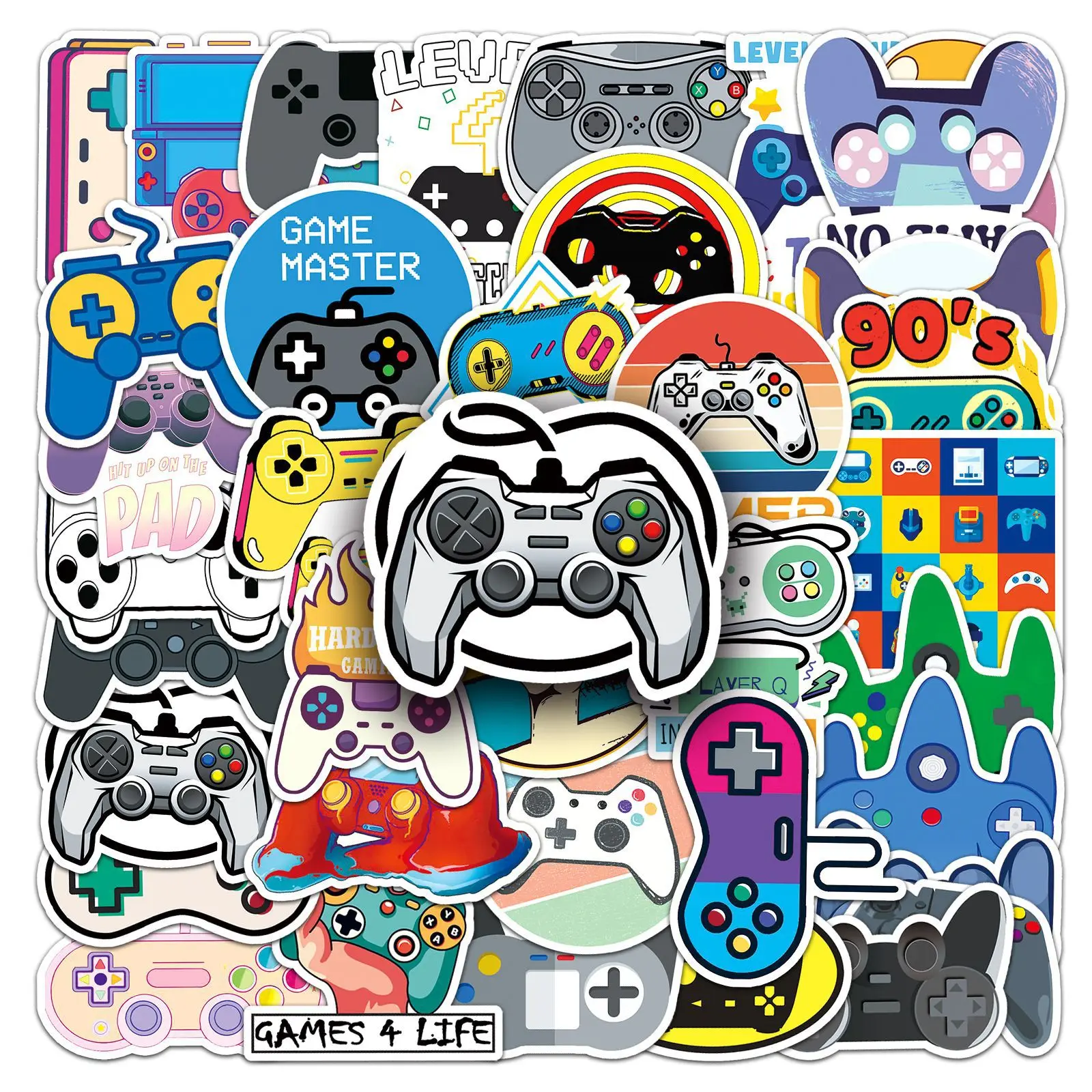 50 Pcs Game Controller Graffiti Stickers Trendy Creative Waterproof Vinyl Decals for Skateboard Luggage Laptop Phone Case Gift