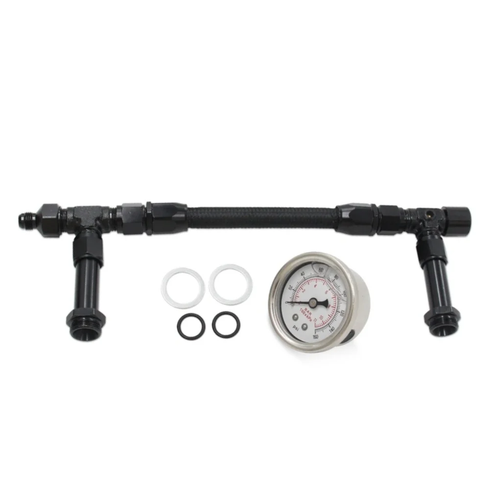 8AN Dual Feed Fuel Line Setup with Precision Pressure Gauge Compatible with 4150 Carburetor Models and AN8 Hose Ends
