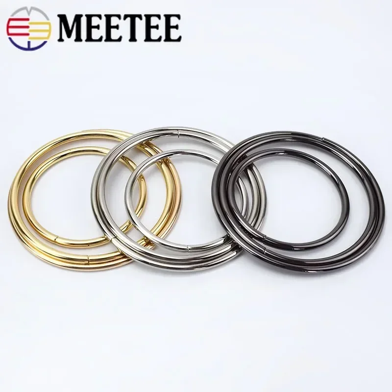 2Pcs Meetee O Ring Metal Bag Handle Buckles for Women Handbag Lock Decoration Clasp Handles Connect DIY Bags Part Accessories